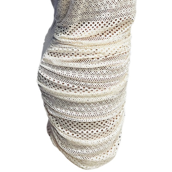 BCBGMAXAZRIA Renee Ivory Sleeveless Ruched-Side mini bodycon Dress Size Large - Picture 6 of 12